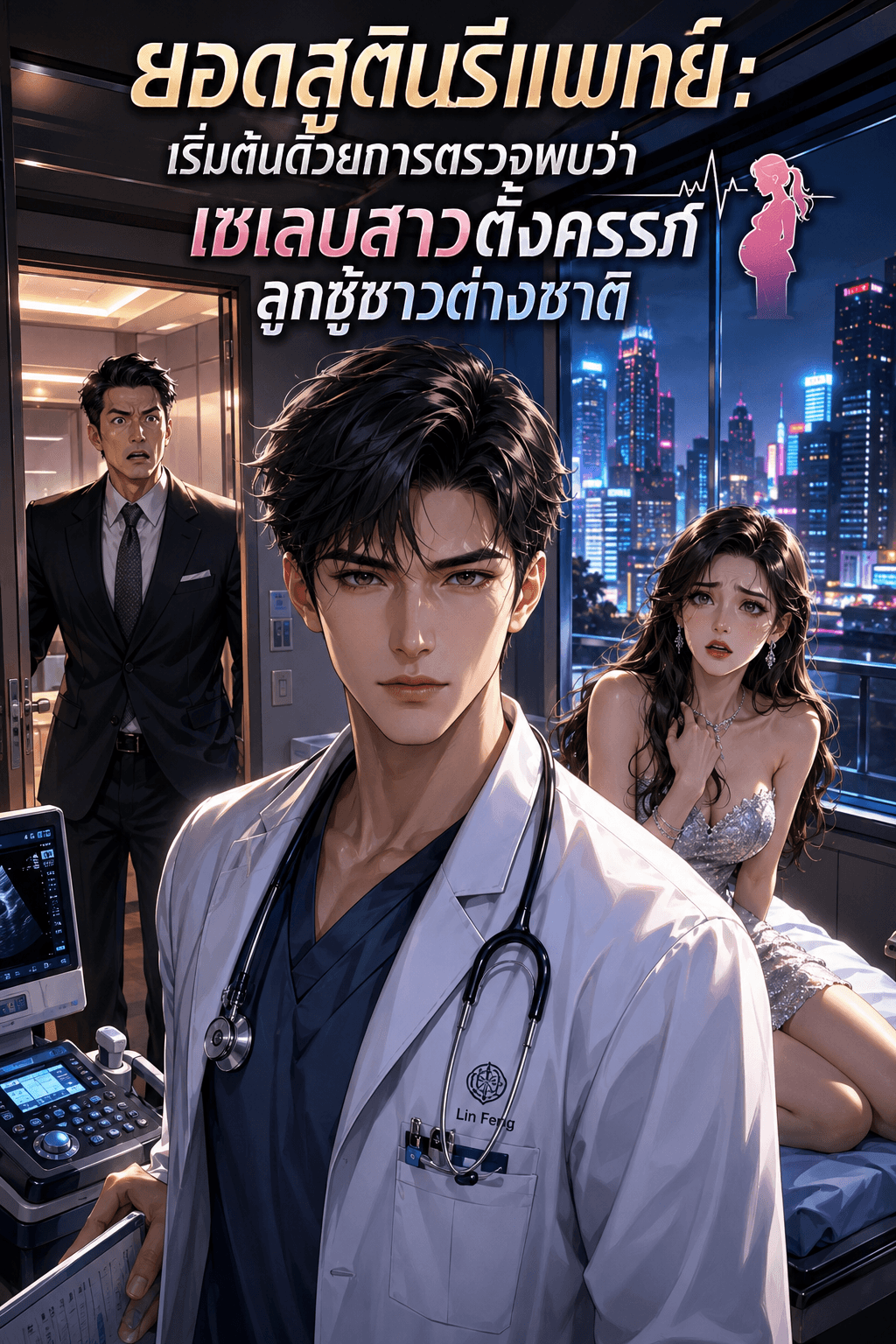 ปกนิยาย ยอดสูตินรีแพทย์: เริ่มต้นด้วยการตรวจพบว่าเซเลบสาวตั้งครรภ์ลูกชู้ชาวต่างชาติ